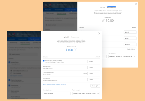 Web Design Package Example: Chase - request money