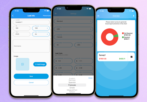 UX/UI Design Package Example: Leak Survey SideKick