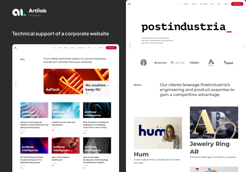 Web Development Package Example: Technical support of a corporate website
