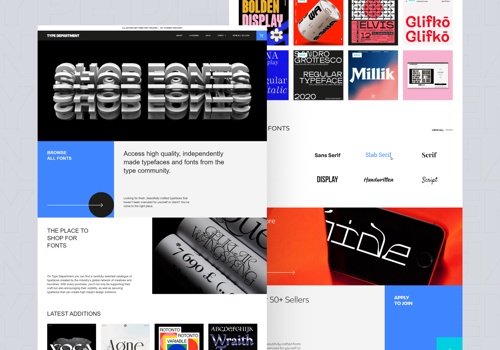 E-Commerce Development Package Example: Type Department | Independently made typefaces.