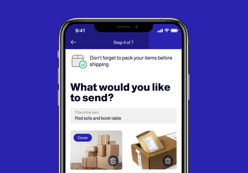 Mobile App Development Package Example: Whizzy — logistic app for items shipping