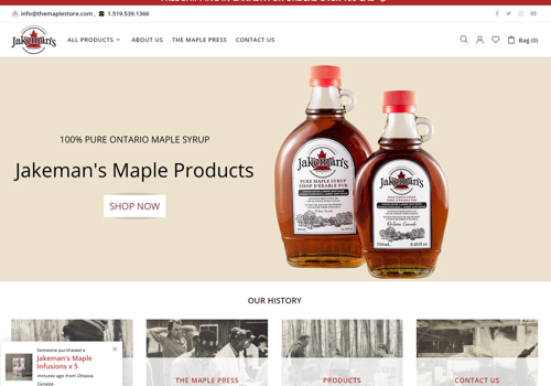 E-Commerce Development Package Example: Jakemans Maple Syrup: Turnkey eCommerce Management