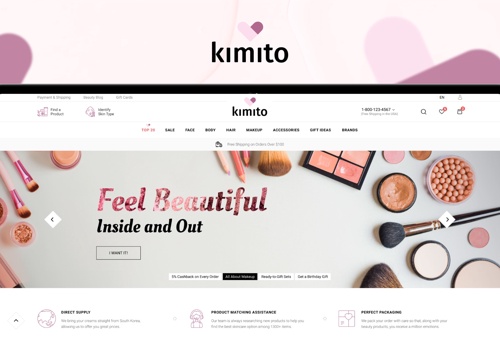 Custom Software Development Package Example: Kimito: Online Beauty Supply Store
