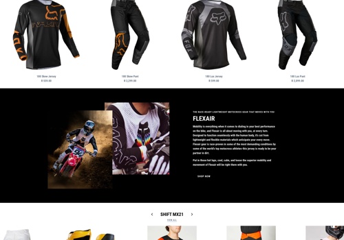 E-Commerce Development Package Example: FOXRACING.CO.ZA