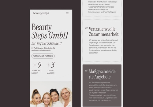 Web Design Package Example: landing page for distributor - Beauty Steps
