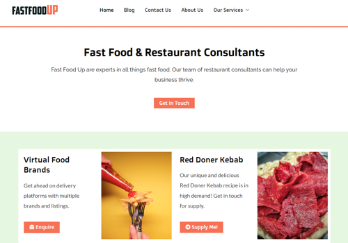 Web Design Package Example: Website Design For Fast Food Tech Company