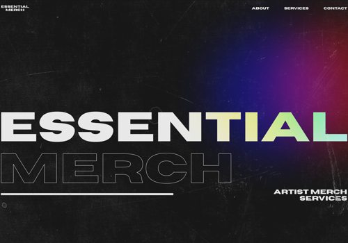 Web Design Package Example: Essential Merch Website