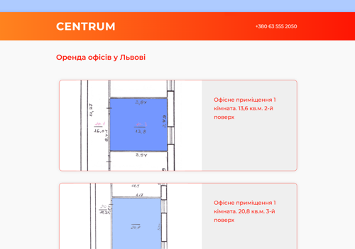 UX/UI Design Package Example: Centrum - Office Rental Service Website Developmen