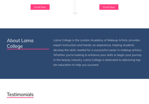 Web Development Package Example: LAMA College – Official Website of London Academy