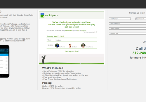 Mobile App Development Package Example: Social Putts - Play more Golf Easily
