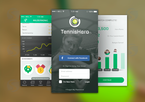 Mobile App Development Package Example: Tournament / Challenge app for tennis players