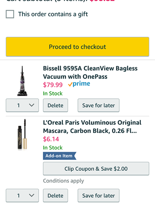 Amazon app cart