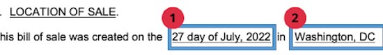 Location of Sale Text