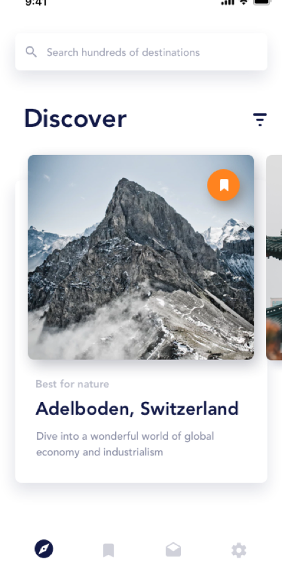 Minimalistic Travel Application Card Style