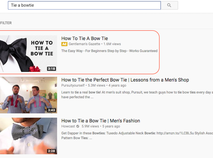How to tie a bowtie youtube ad
